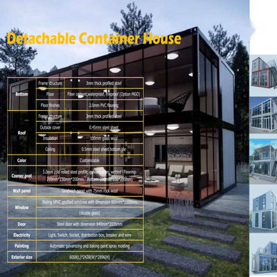 Steel Door 20ft Modular Prefabricated Container House for Hotel Detachable Flat Pack
